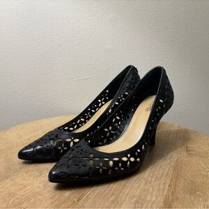 Michael Kors Black Laser-Cut Pointed Toe Pumps
